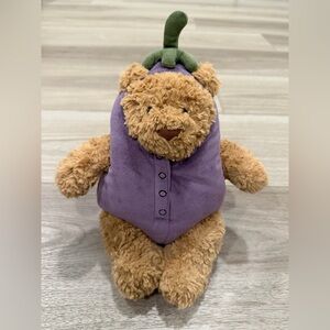 Retired Jellycat Eggplant Bartholomew Bear with Tags NWT